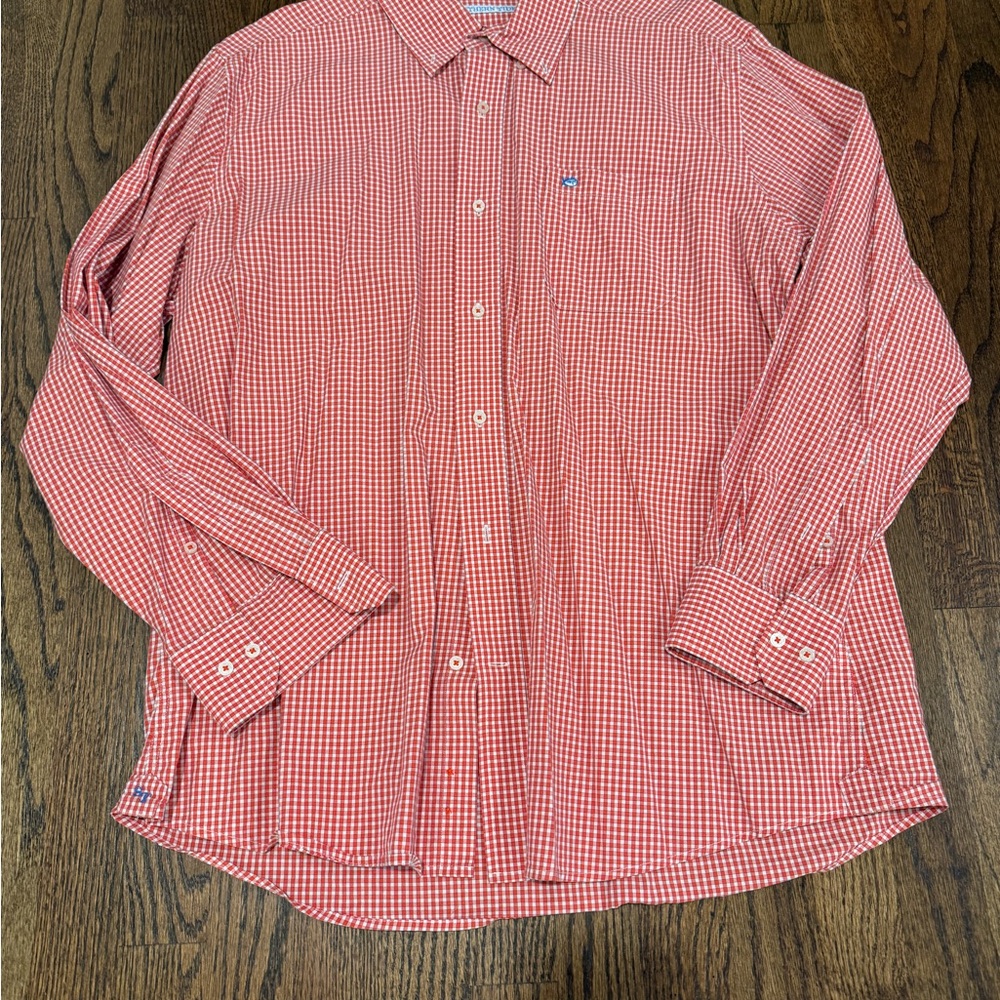 Southern Tide Red Gingham Button Down Shirt